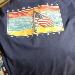 Crown & Ivy Navy Tee with Flag Graphic